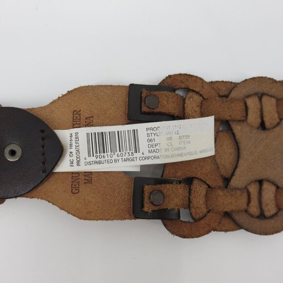 Mossimo Supply Co Women XL Extra Large Brown Leather Woven Wide Belt 2010 NEW - Picture 6 of 10